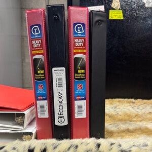 4 Avery Red & Black Heavy Duty 1" Binders